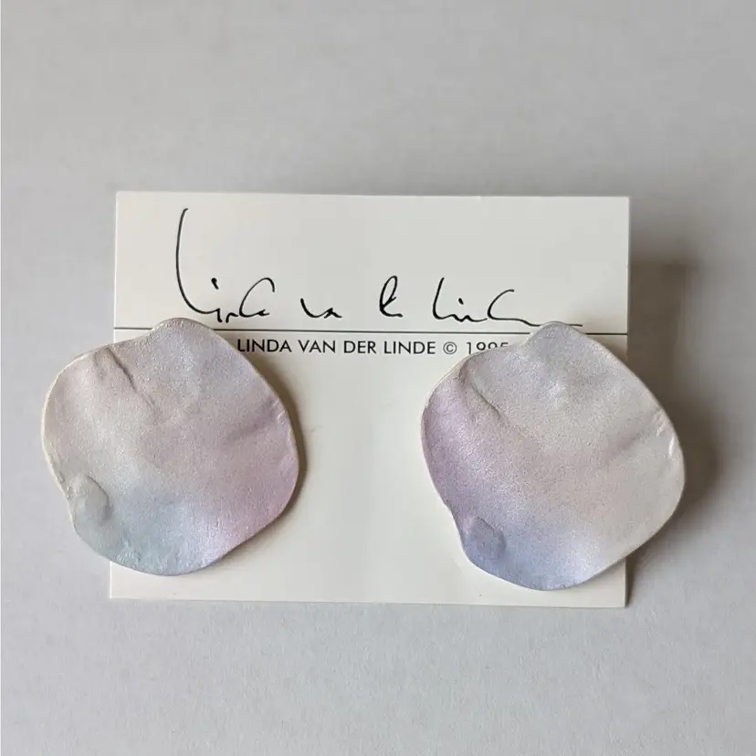 Vintage Linda Van Der Linde Pink Shine Petal Post Earrings Handcrafted Porcelain