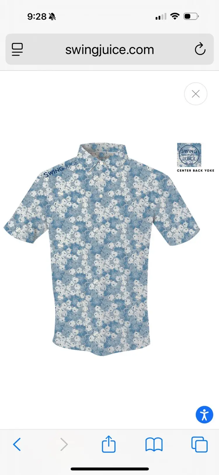 Swing Juice Floral/Baseball Polo Xl New With Tags