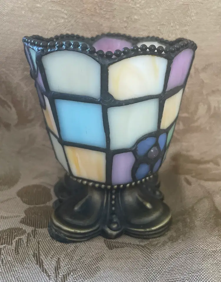 Votive Candle Holder Stained Glass Vintage Party Lite