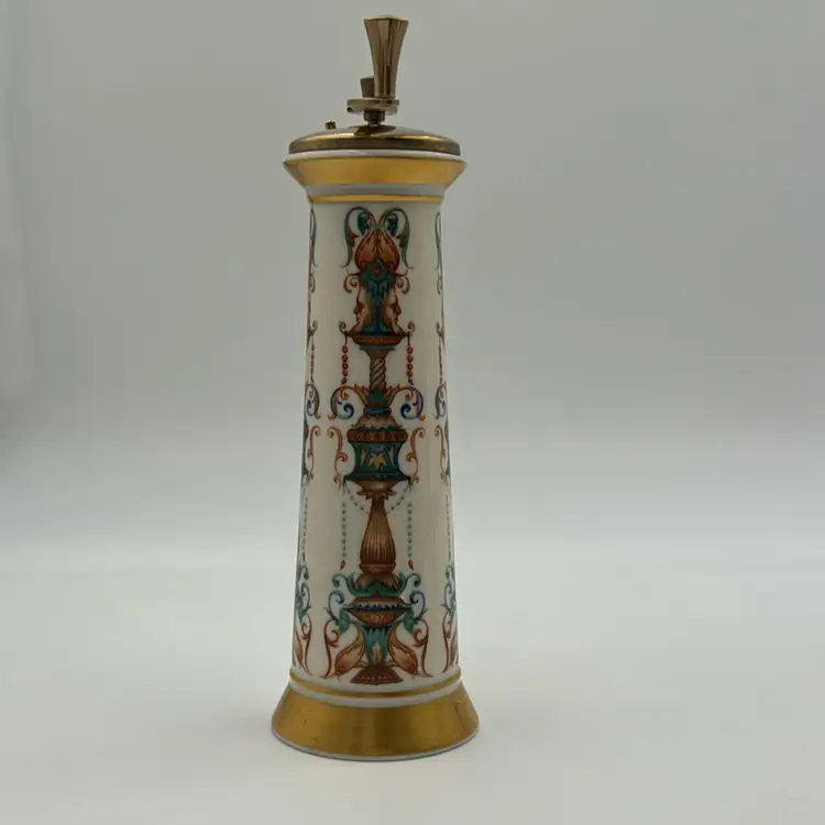 VTG Lenox Lido Porcelain Pepper Mill Grinder 24K Gold Hand Decorated