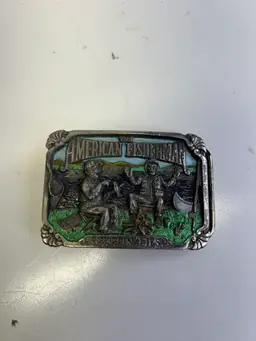 Vintage The Great American Buckle Co Pewter Fisherman Belt Buckle 1986