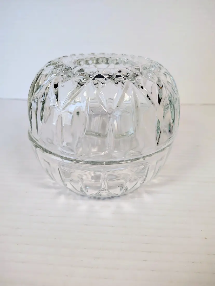 Vintage Homco Clear Glass Fairy Lamp 3pc Candle Holder