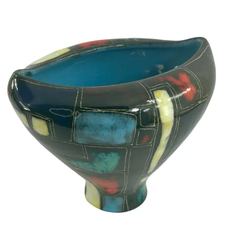 Vintage Lu Klopfer Ceramic Vase For Johann Lipp Mering 1950s West Germany