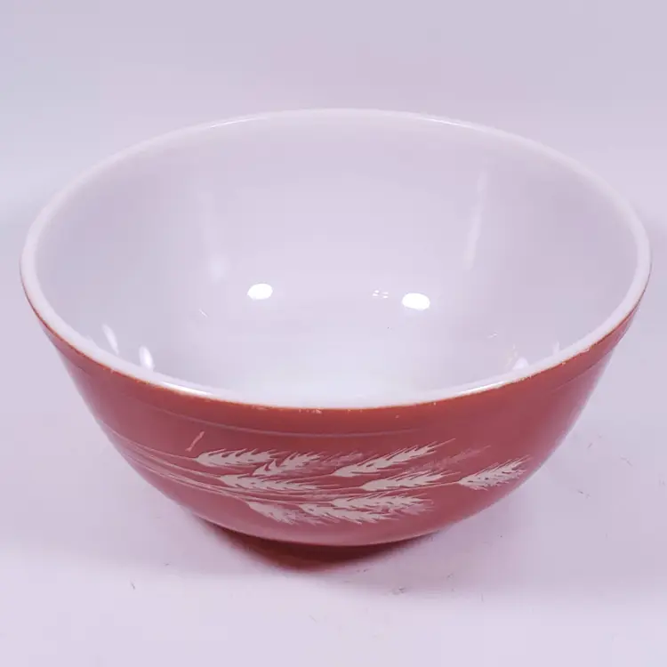 Vintage PYREX 403 Autumn Harvest Wheat Rust Orange 2.5 Qt GLASS MIXING BOWL