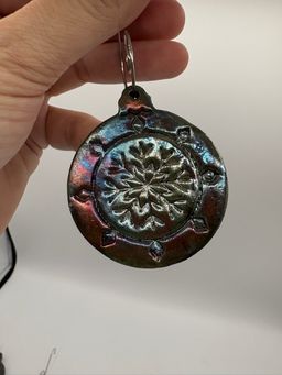 Made By Me - Raku Snowflake Ornament #2 Controlled Chaos 1 1/2”