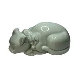 Andrea By Sadek Made In Japan Celadon Sleeping Kitty 9 1/2x4x5