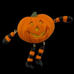 Hallmark Articulated Halloween Jack-o'-lantern Brooch 2"