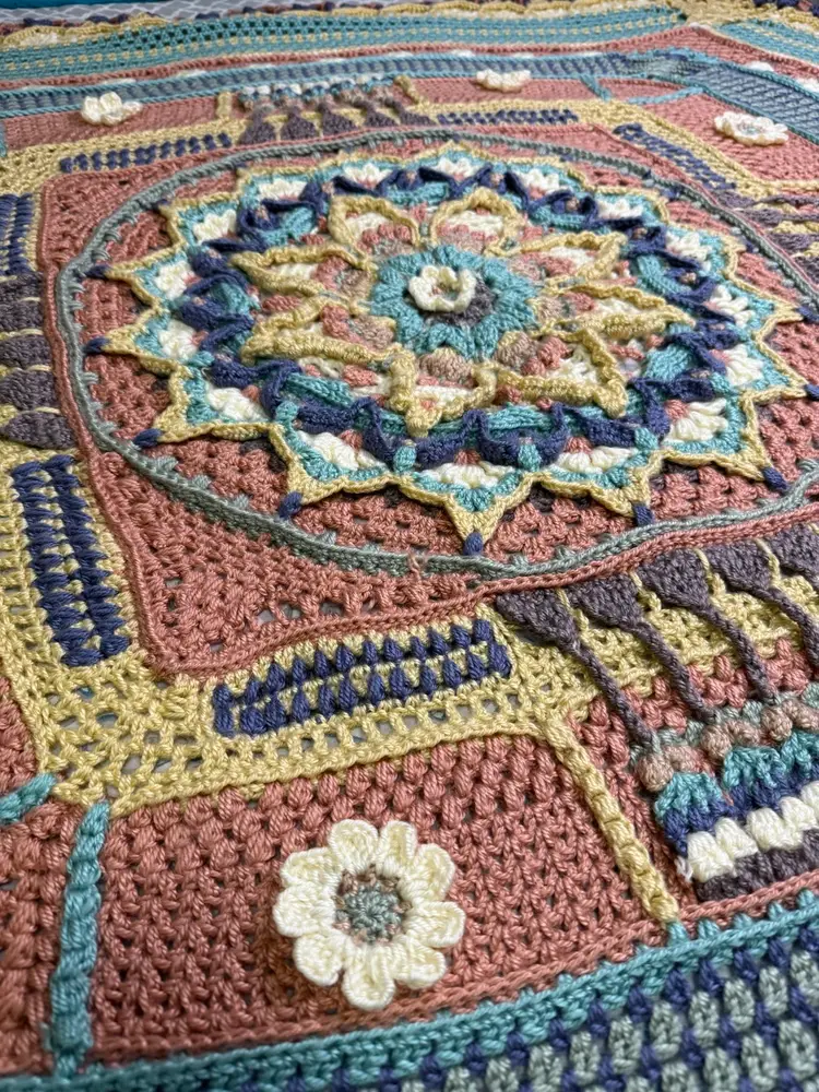 Made by Yours Truly! Green Tea South Western Crochet Large Blanket