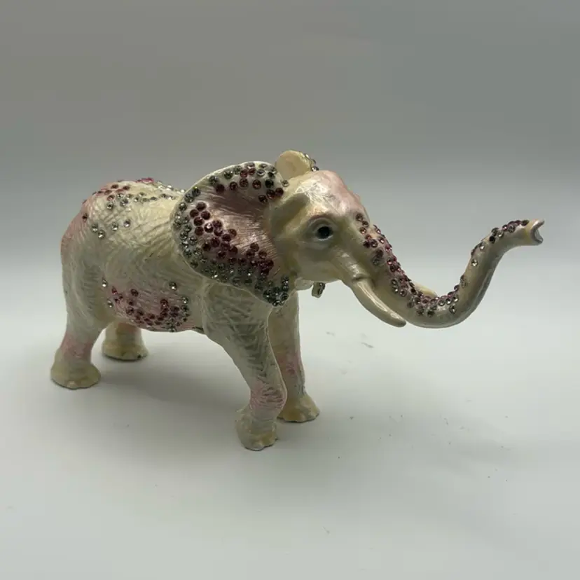 Enamel And Rhinestone Elephant Trinket Box