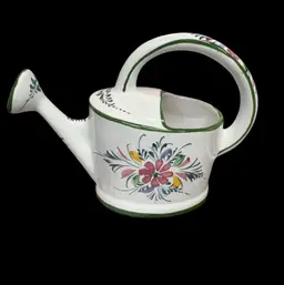 Vintage Water Watering Can Vase Jay Willfred Diu Andrea by Sadek White Flowers Porcelain Ceramic Knickknack Handpainted Portugal