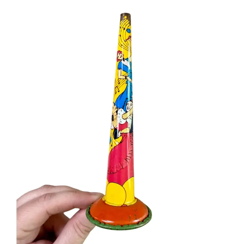 Lithograph Tin Noise Maker - US Metal Toy Company - Horn AS IS