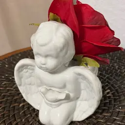 Ceramic Cherub Holding Bird Planter