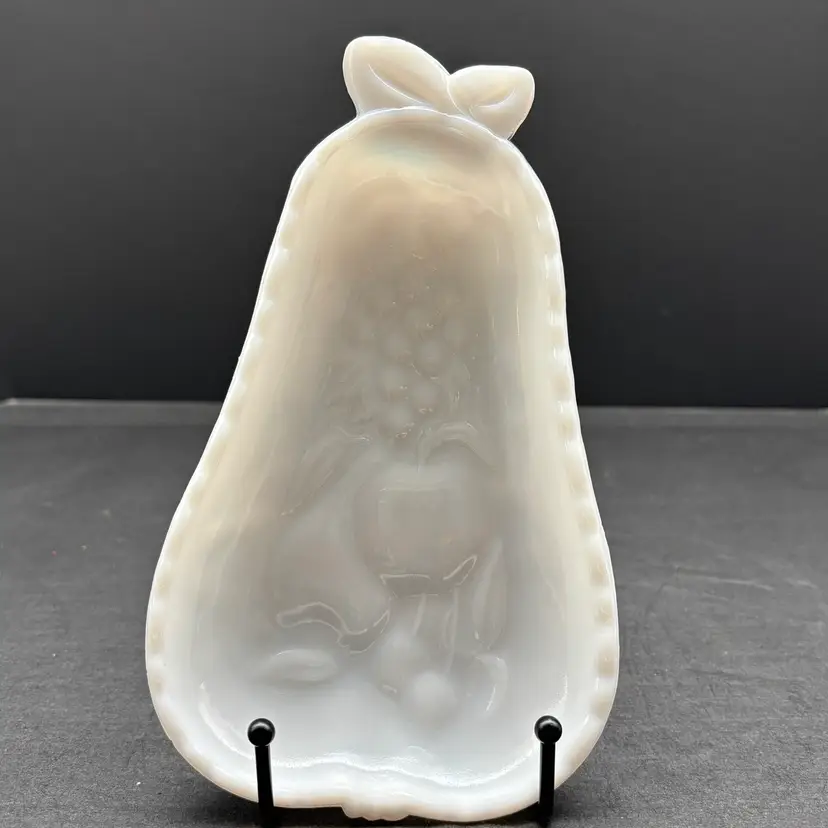 Hazel Atlas Pear Milk Glass Dish | Vintage 1950s