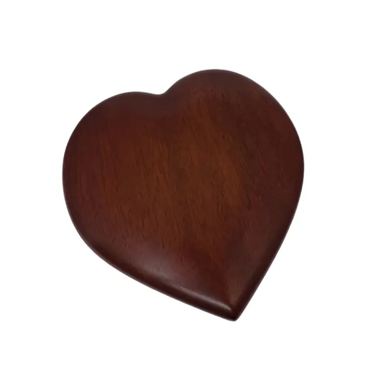 Artisan Made Mahogany Wood Heart Jewelry Trinket Box Velvet Lined Signed