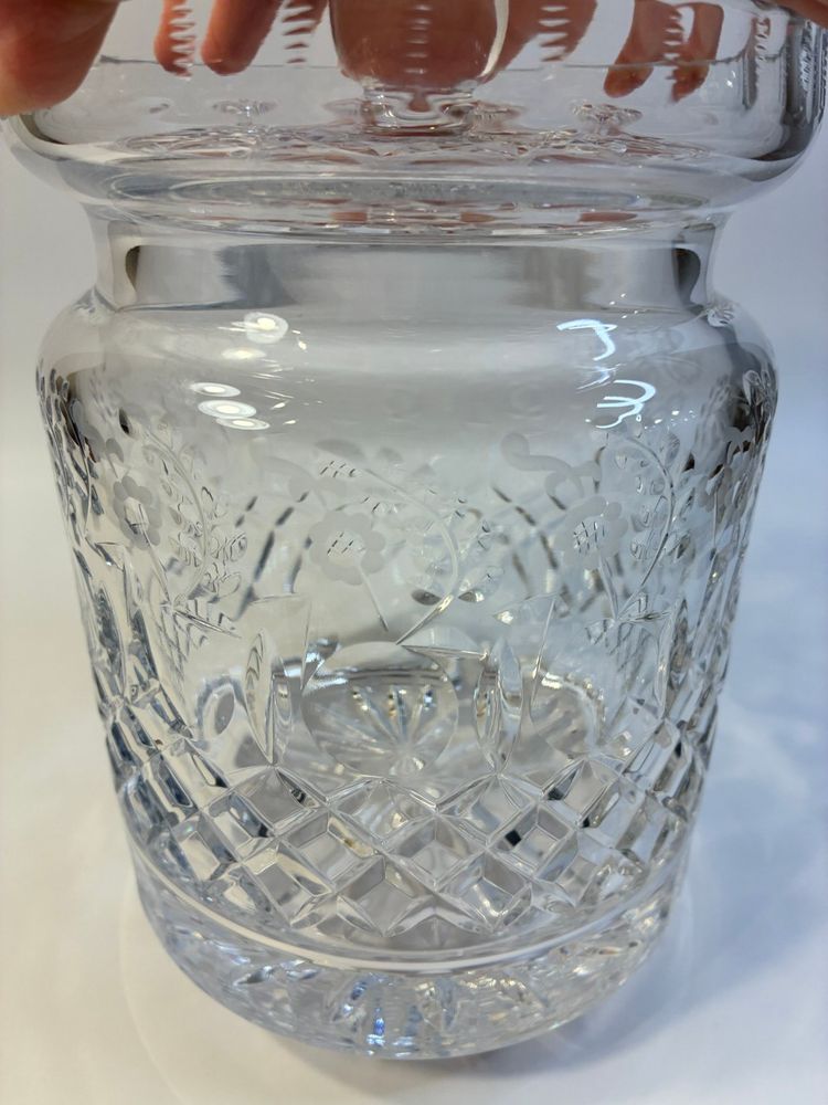 Marked Rogaska Crystal Gallia Biscuit Barrel With Lid 7” X 5”