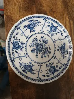 Vintage Blue Floral Ceramic Plate