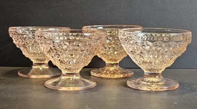 Vintage / Antique Jeannette Pink Sherbert Cups Set Of 4