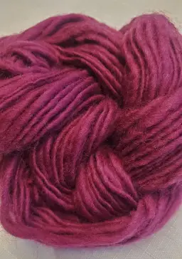 Merino Wool yarn - 'Raspberry' mini skein-Singles - Hand spun by me- Sport weight