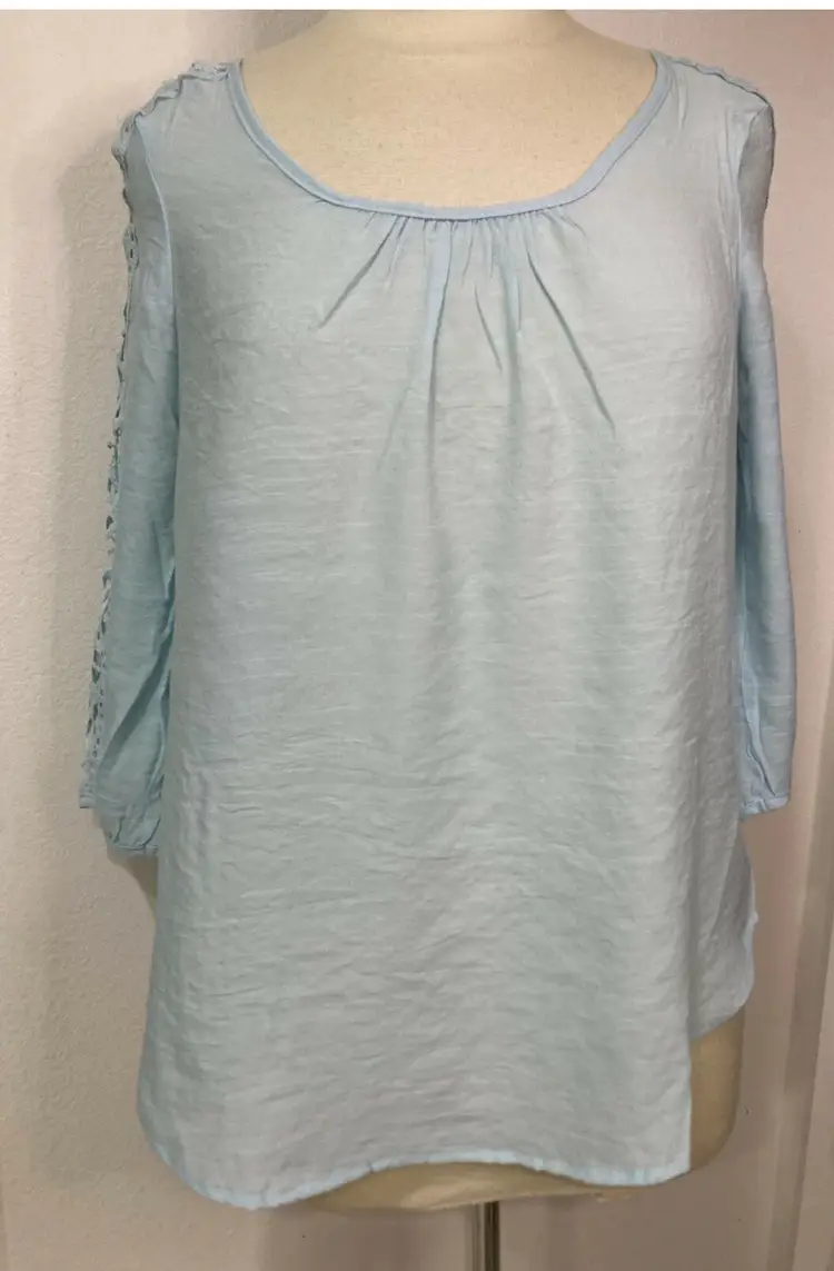 Unique Spectrum blue Top All Sizes Cut Out detail sleeve