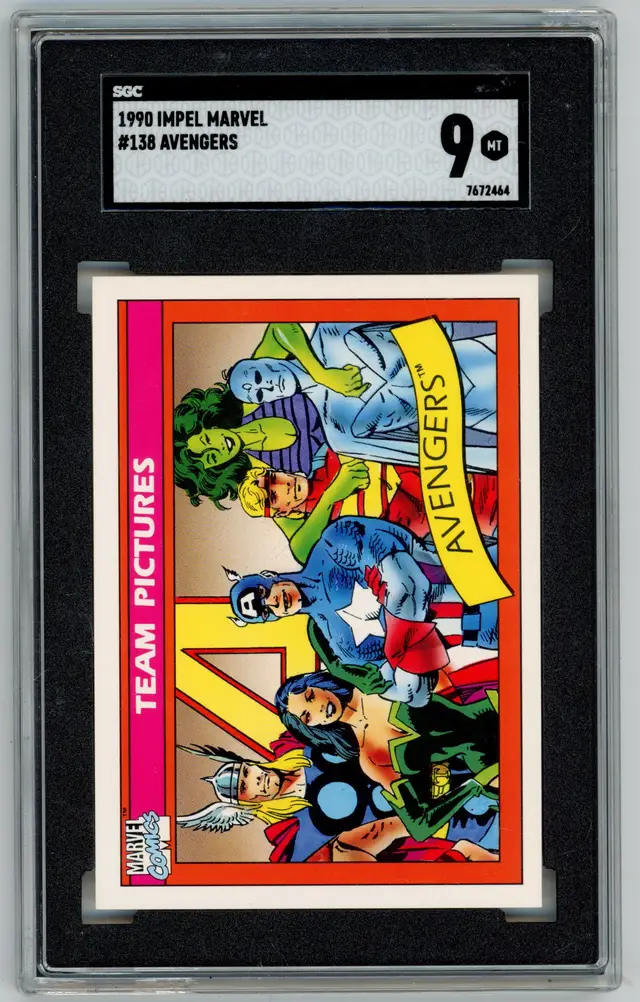1990 Impel Marvel AVENGERS #138 Team Picture SGC 9 MT
