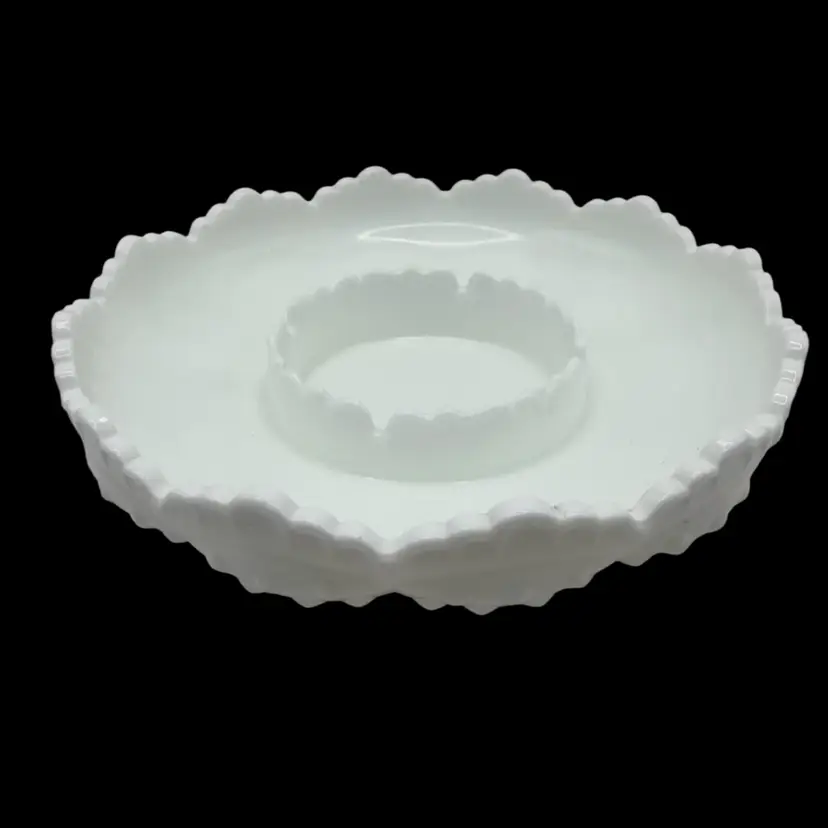 Vintage Fenton Milk Glass Hobnail Chip And Dish  Bowl, 8” Diameter