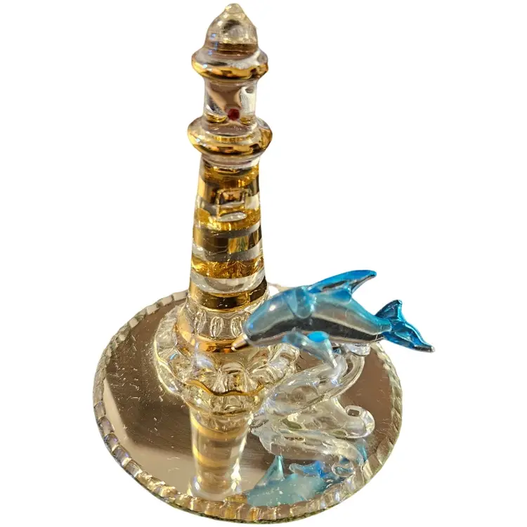 Lot of 5 Pieces collection of hand-crafted glass lighthouse figurines