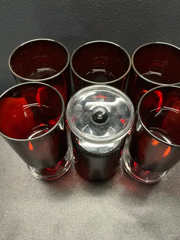 Set Of 6 French Luminarc Cavalier Ruby Red Goblets - Cristal D’Arques-Durand