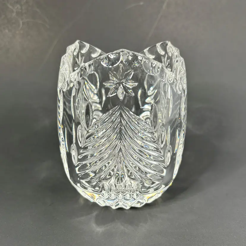 Mikasa Lead Crystal Christmas Votive Tree Candle Holder W Germany Holiday Vintage