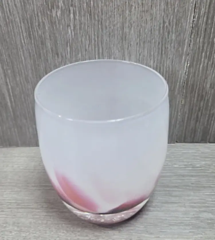 Glassybaby PETAL Glass Votive Candle Holder Glimmer Collection White Pink Red