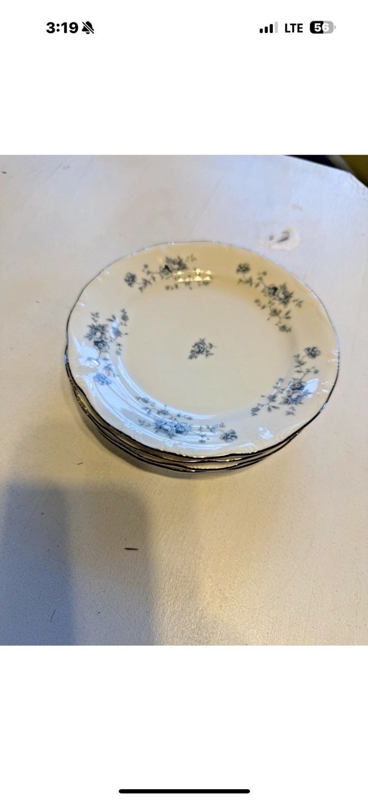 JOHANN HAVILAND Bavaria Germany Blue Garland Set of 4 - 6" Bread & Butter Plates
