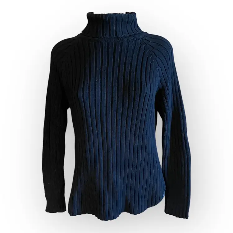 Gap Women’s Medium Black Ribbed 100% Cotton Turtleneck Sweater