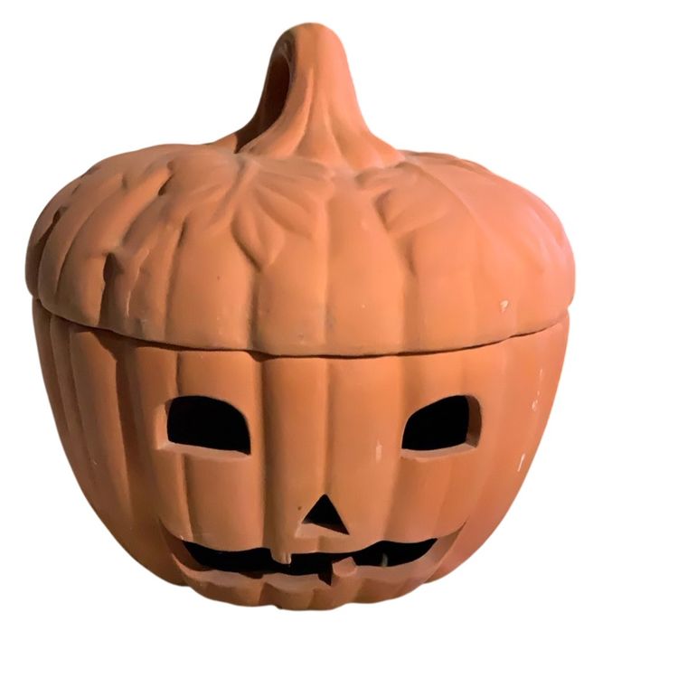 #01      1998 Home And Gardens Red Clay Porch Jack-o’-lantern Tea Light Luminary 9.5” By 9.5”