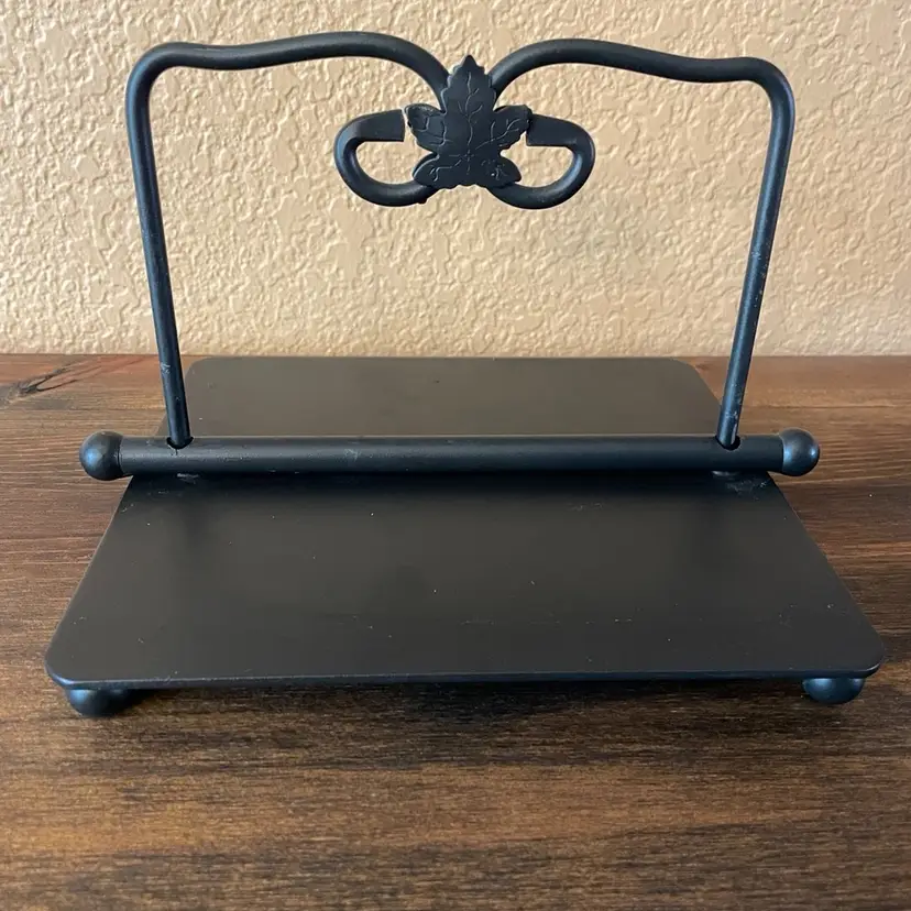 Longaberger Wrought Iron Black Napkin Holder . Rustic Primitive Look