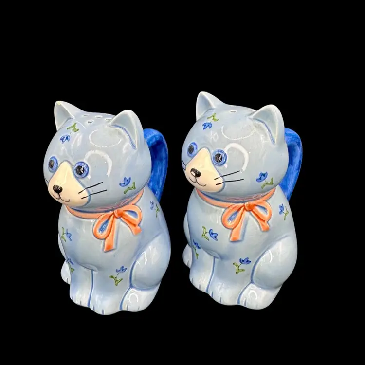 Otagiri Blue Cat Salt And Pepper Shakers 5”