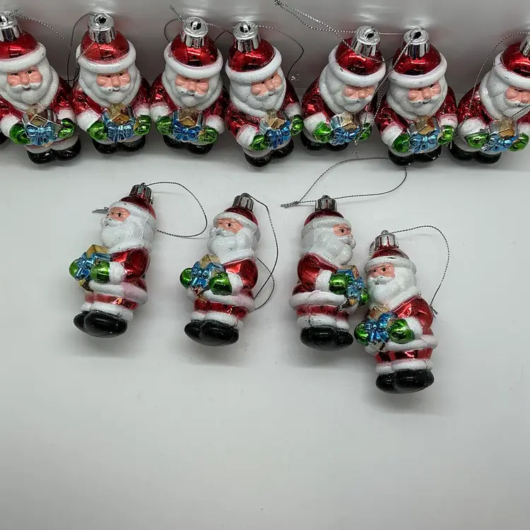 Vintage Set Of 12  2006 Target Santa Claus Glass Christmas Ornaments
