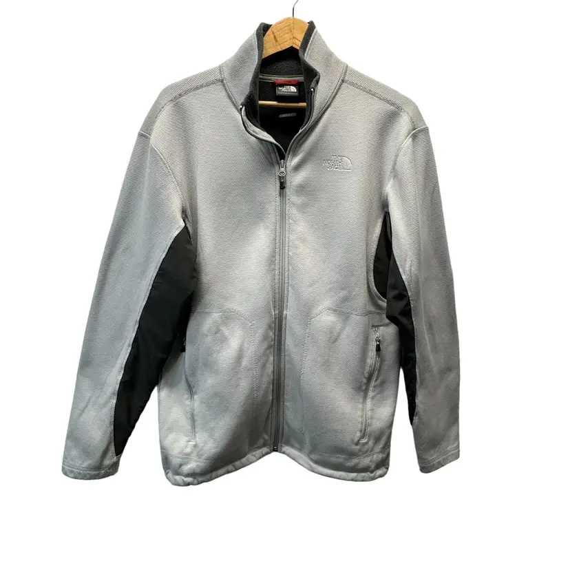 The North Face Jacket Mens Medium Light Dark Gray Fleece Lined Full Zip Cord Waist