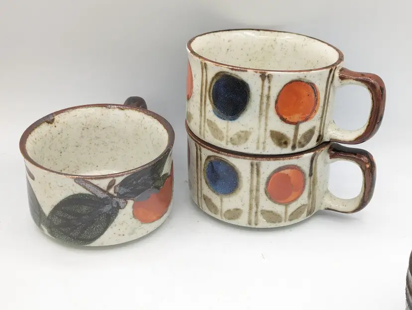 Three Otagiri Japan Speckled Stoneware Coffee Mug / Soup Bowl Vintage
