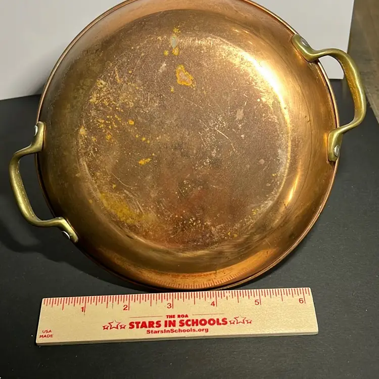 7” Copper Pan With Brass Handles