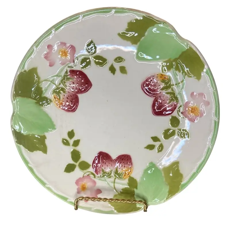 Hautin Boulenger Majolica French 8 Inch Strawberry Plate