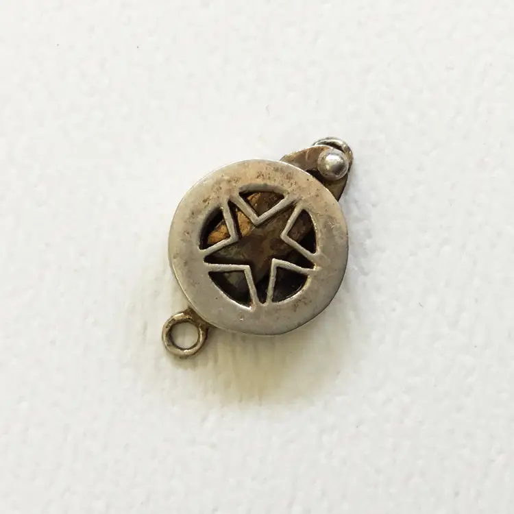 925 Sterling Silver Round Star Open Work Box Clasp Jewelry Making Single Strand