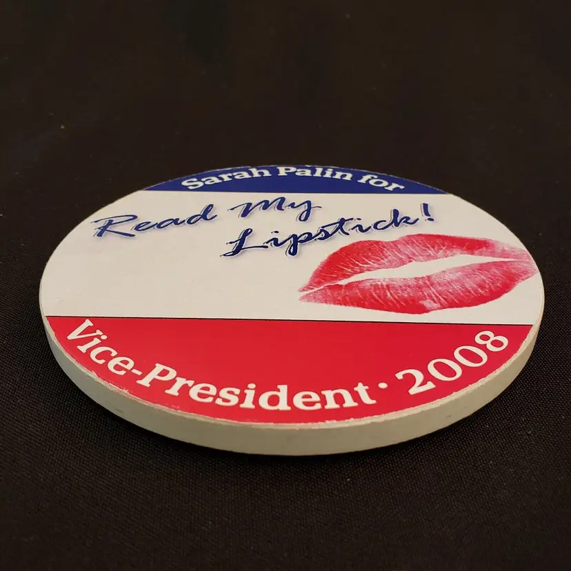 SARAH PALIN Campaign VP Coaster 2008 political vice president 4 1/4" diameter