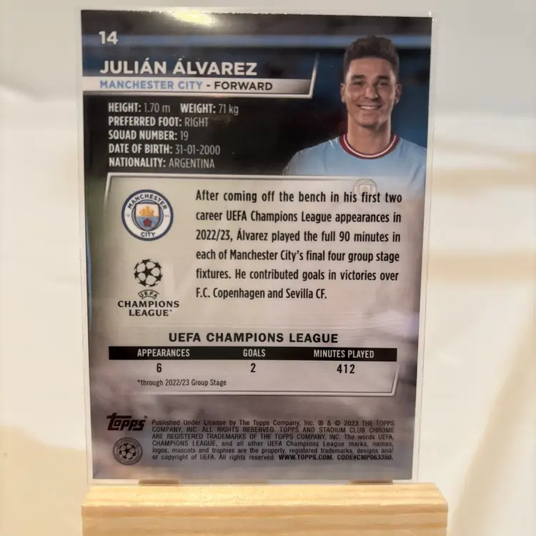 2023 Topps Stadium Club Chrome UEFA #14 Julian Alvarez RC