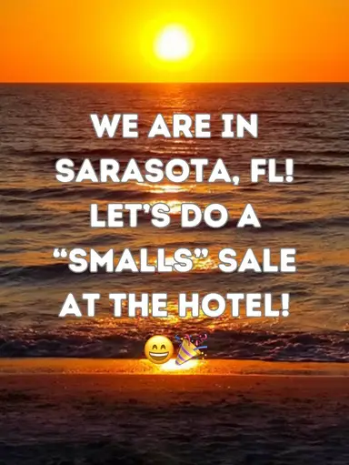 “SMALLS” SALE AT A SARASOTA HOTEL ROOM! VACAY WITH US!