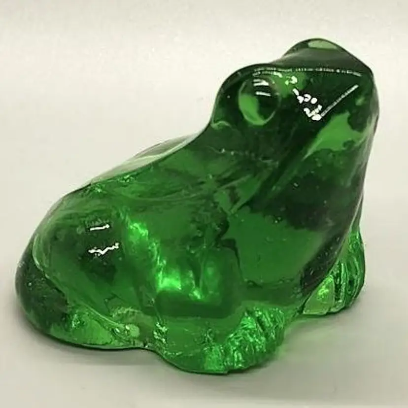 Emerald Green Vintage Ganz Art Glass Frog Figurine Paperweight