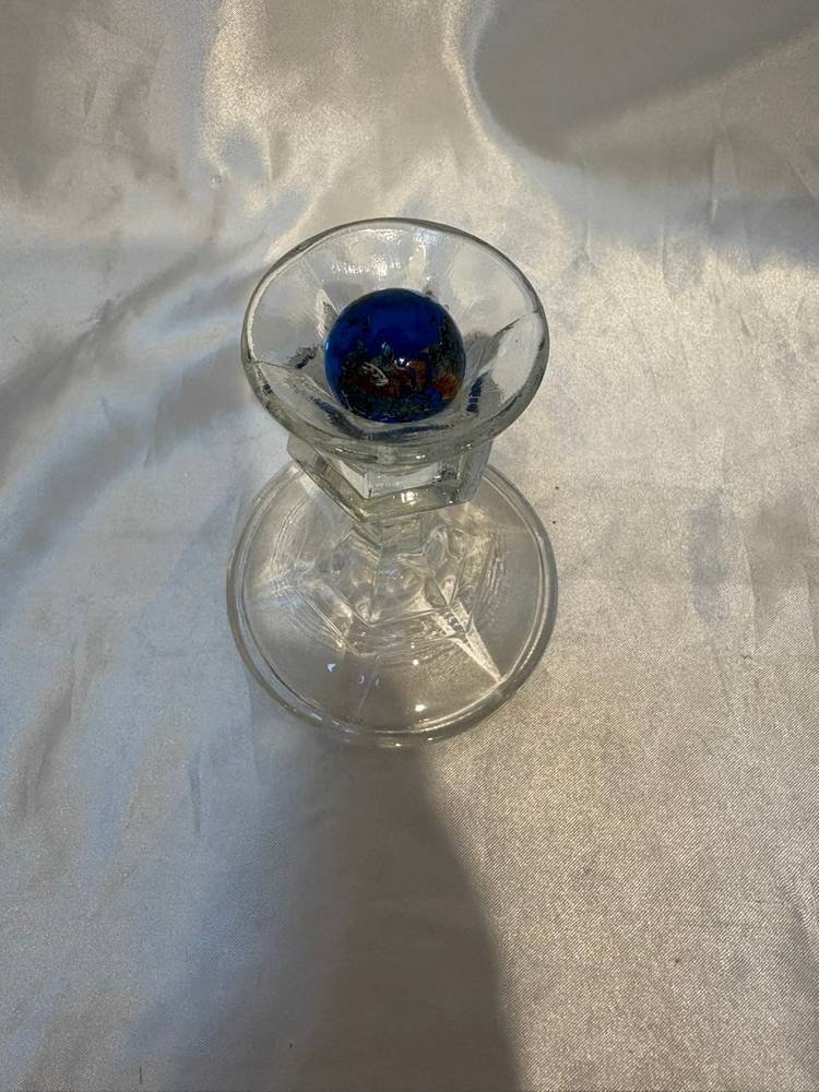 Glass Taper candle or marble holder 4.5” tall