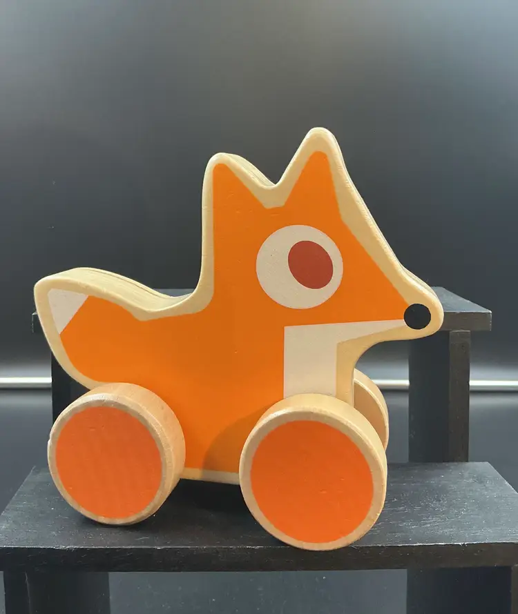 PBS Kids wood push toy, orange fox