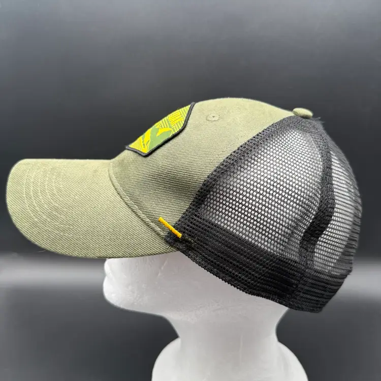 Mossy Oak Mens Hat Cap Mesh Trucker Green Black Snapback Logo One Size Mountains