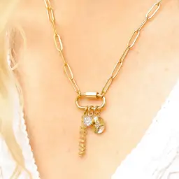 Gold PVD Stainless Steel - 18K Gold PVD Stainless Steel Carabiner Dream Charm Paperclip Necklace