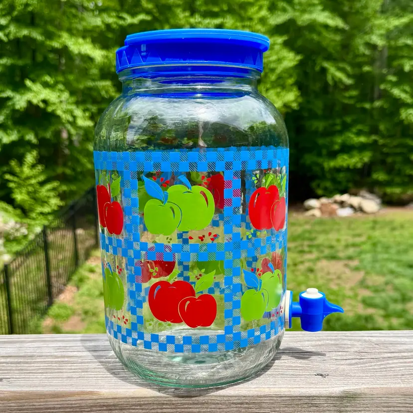 Vtg Anchor Hocking Glass Apple Beverage Dispenser