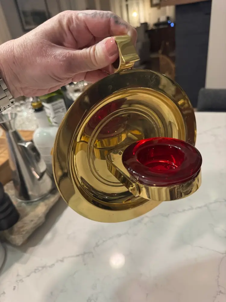 #02 Party Lite Solid Brass Gravity Candle Holder #2